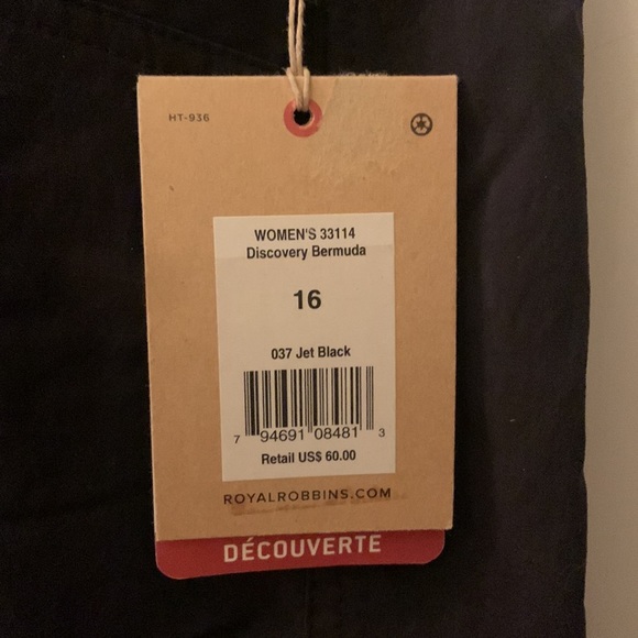 NWT Women’s Royal Robbins Discovery Bermuda Shorts- Size 16 - Picture 2 of 3